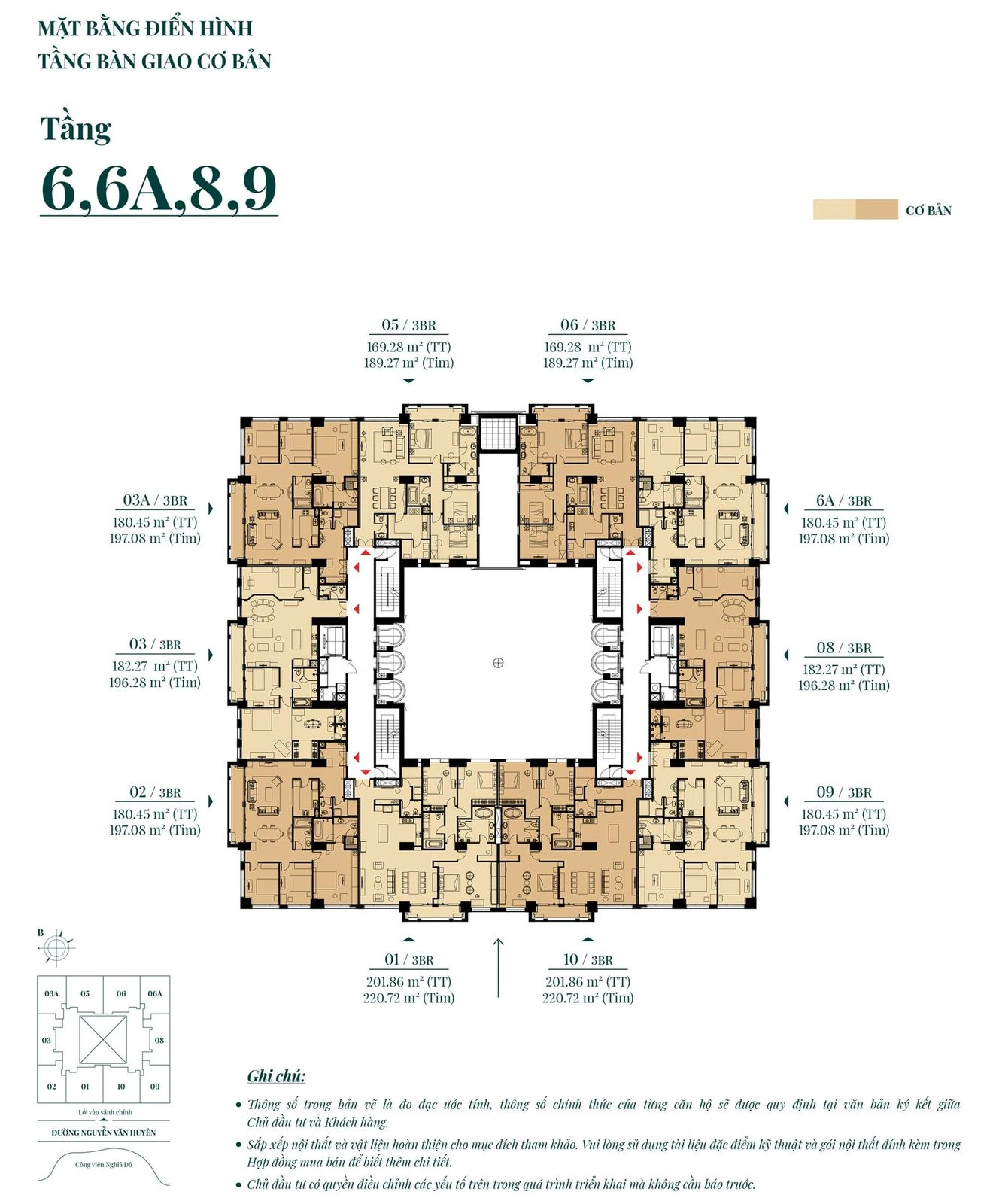Tầng 6, 6A, 8, 9 — Bàn giao cơ bản